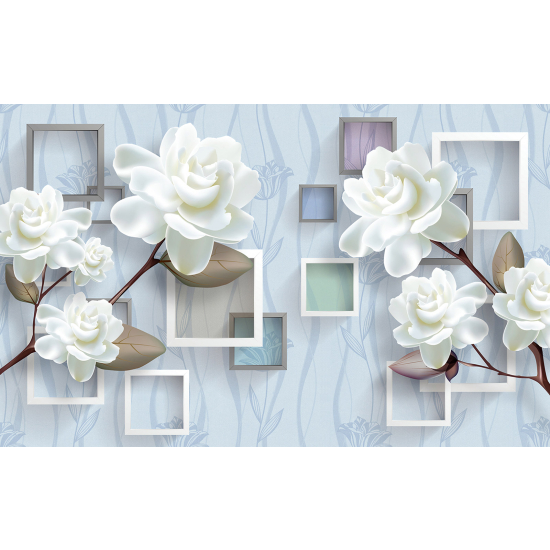 Papel pintado panorámico - Flores 3D