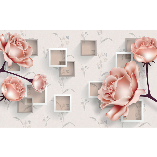 Papel pintado panorámico - Flores 3D