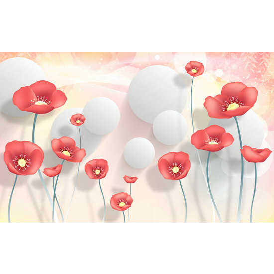 Papel pintado panorámico - Flores 3D
