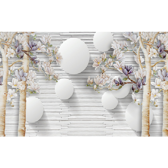Papel pintado panorámico - Flores 3D