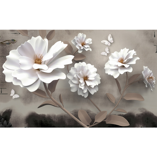 Papel pintado panorámico - Flores 3D