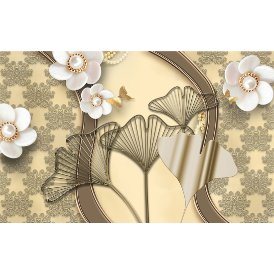 Papel pintado panorámico - Flores 3D