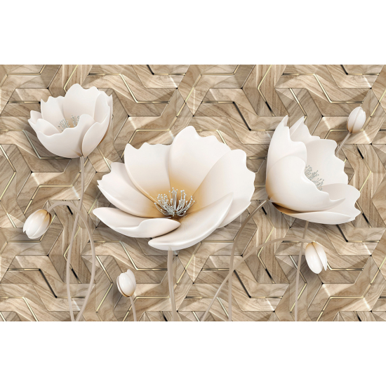 Papel pintado panorámico - Flores 3D
