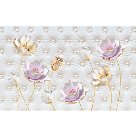 Papel pintado panorámico - Flores Capitoneadas 3D