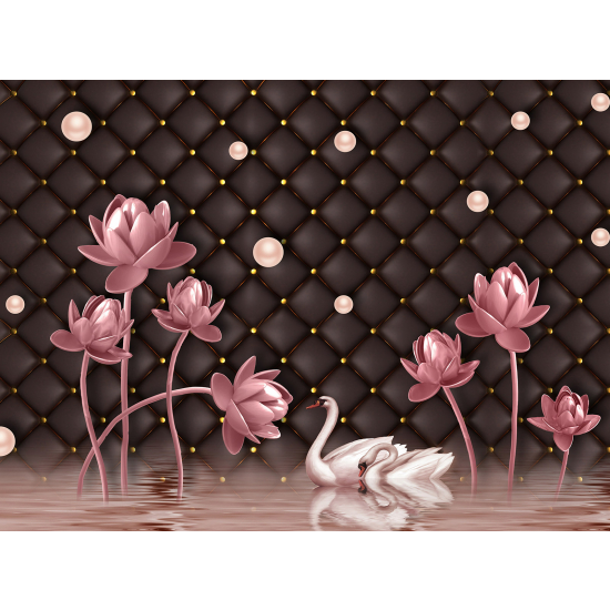 Papel pintado panorámico - Flores Cisnes Capitones