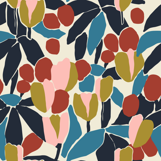 Papel pintado panorámico - Flores de diseño
