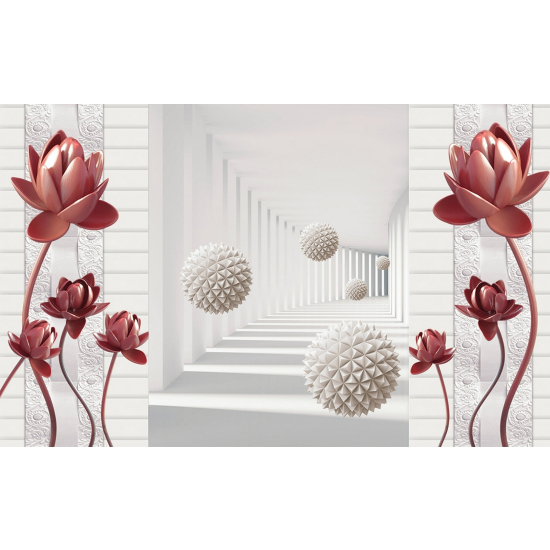 Papel pintado panorámico - Flores Diseño 3D