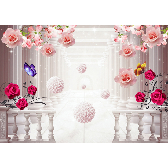 Papel pintado panorámico - Flores Diseño 3D