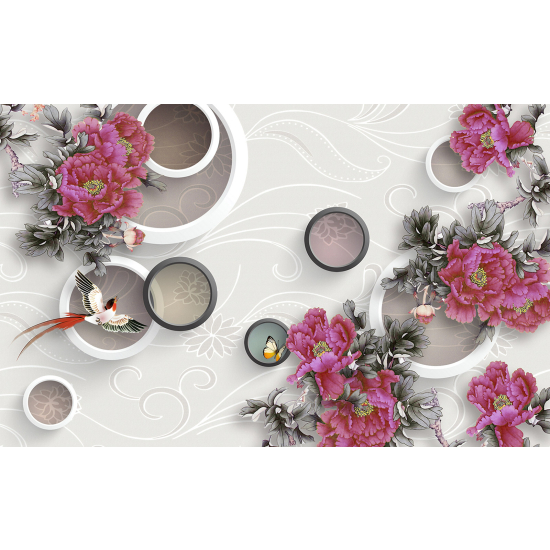 Papel pintado panorámico - Flores Diseño 3D
