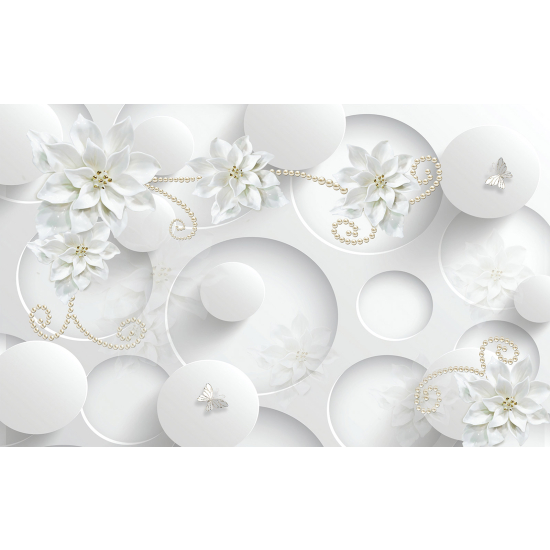 Papel pintado panorámico - Flores Diseño 3D