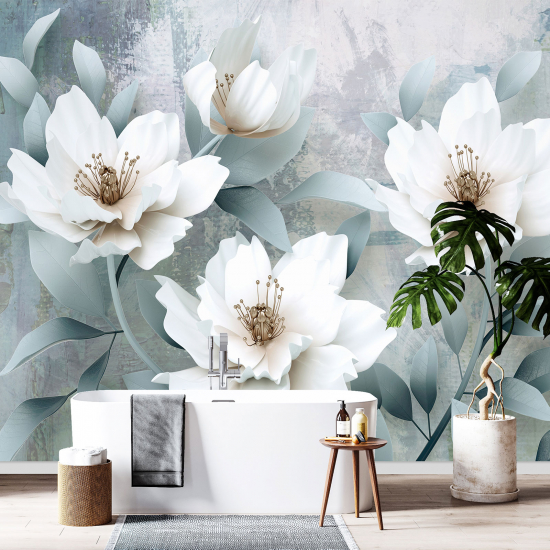 Papel pintado panorámico - Flores Efecto 3D