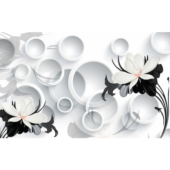 Papel pintado panorámico - Flores Efecto 3D