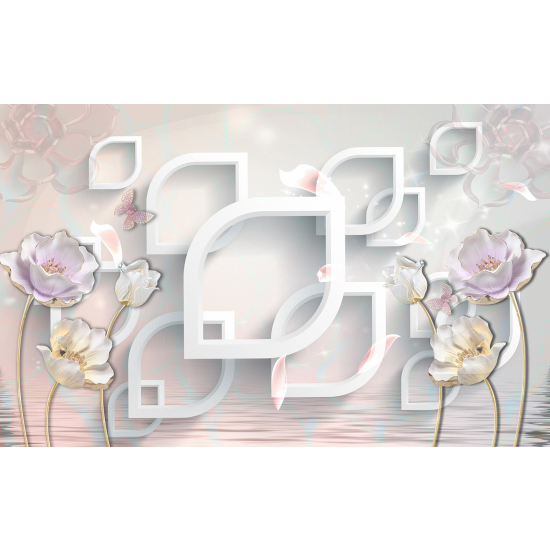 Papel pintado panorámico - Flores Efecto 3D