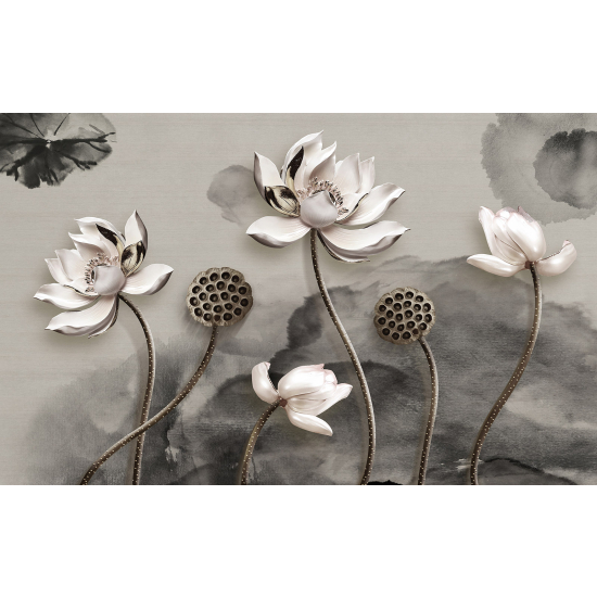 Papel pintado panorámico - Flores Efecto 3D