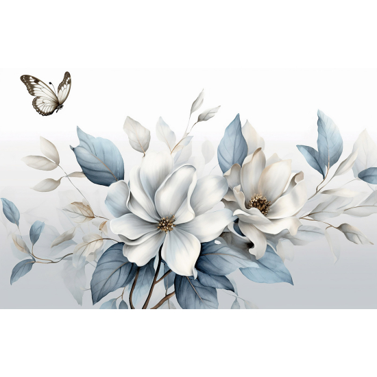 Papel pintado panorámico - Flores Mariposa