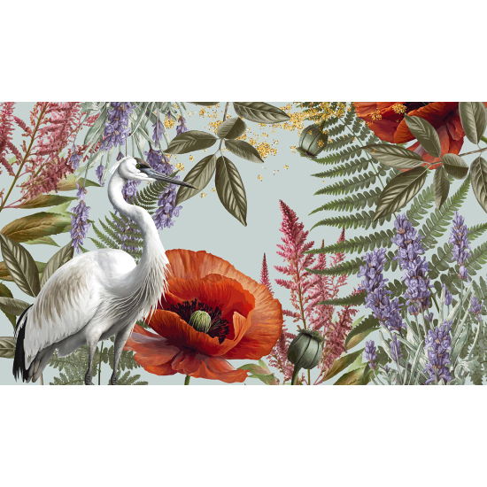Papel pintado panorámico - Flores Pájaro