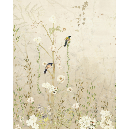 Papel pintado panorámico - Flores Pájaros