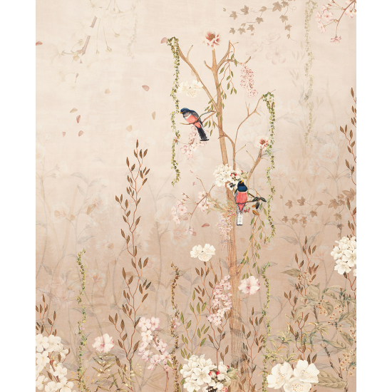 Papel pintado panorámico - Flores Pájaros