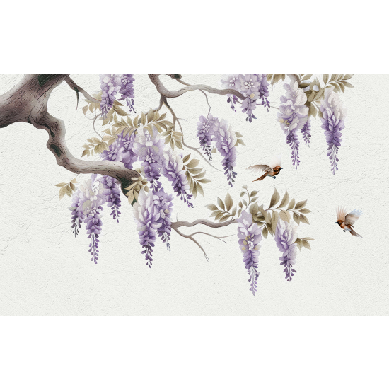 Papel pintado panorámico - Flores Pájaros