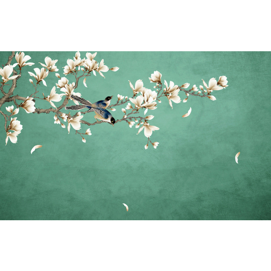 Papel pintado panorámico - Flores Pájaros