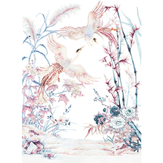 Papel pintado panorámico - Flores Pájaros