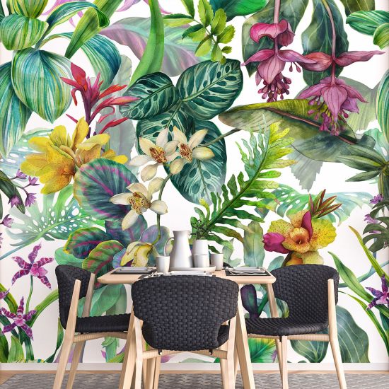 Papel pintado panorámico - Flores tropicales