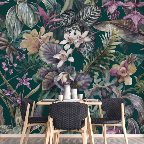 Papel pintado panorámico - Flores tropicales