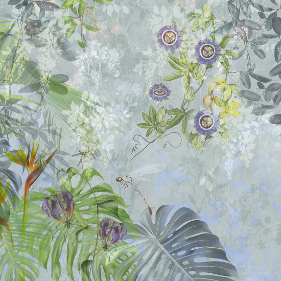 Papel pintado panorámico - Flores tropicales