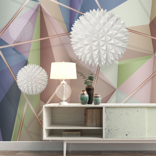 Papel pintado panorámico - Formas Geométricas Efecto 3D