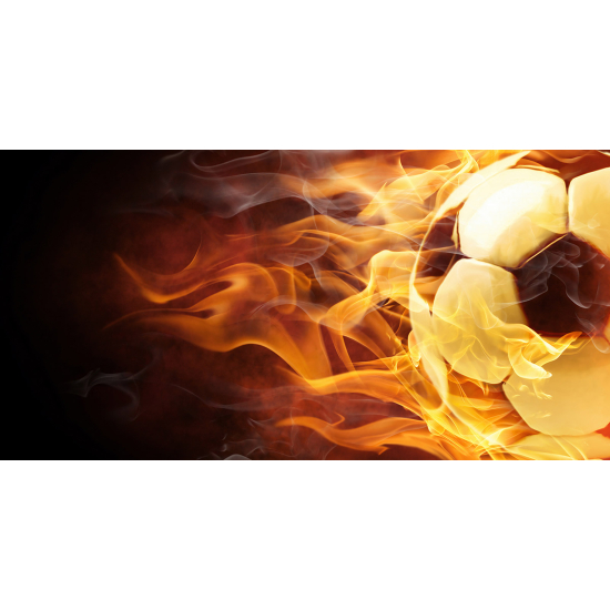 Papel pintado panorámico Fútbol / Fútbol - Balón de fútbol en llamas