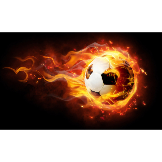 Papel pintado panorámico Fútbol / Fútbol - Balón de fútbol en llamas