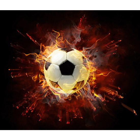 Papel pintado panorámico Fútbol / Fútbol - Balón de fútbol en llamas