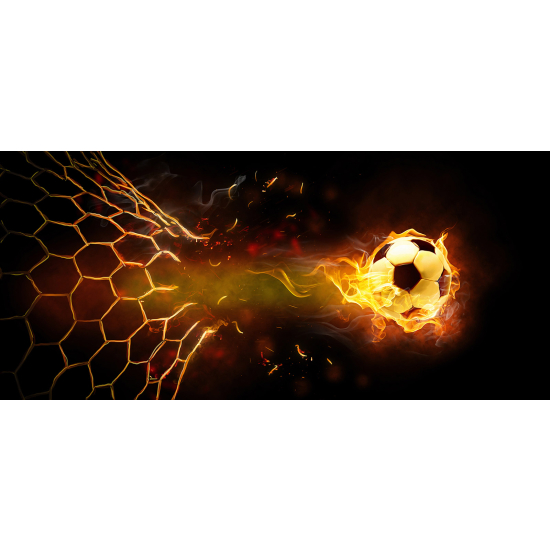 Papel pintado panorámico Fútbol / Fútbol - Balón de fútbol en llamas