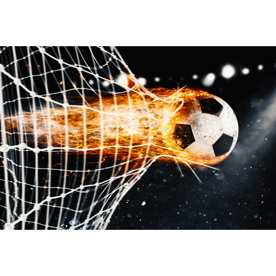 Papel pintado panorámico Fútbol / Fútbol - Balón de fútbol en llamas
