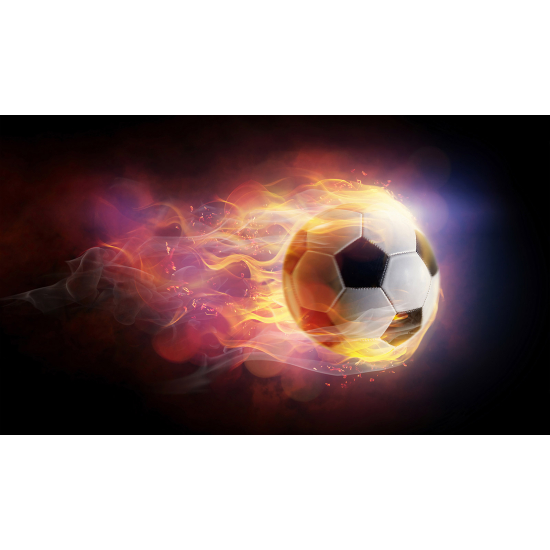 Papel pintado panorámico Fútbol / Fútbol - Balón de fútbol en llamas
