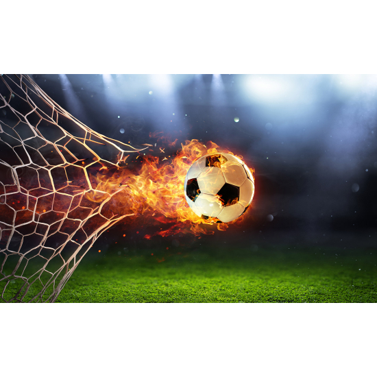 Papel pintado panorámico Fútbol / Fútbol - Balón de fútbol en llamas
