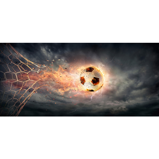 Papel pintado panorámico Fútbol / Fútbol - Balón de fútbol en llamas