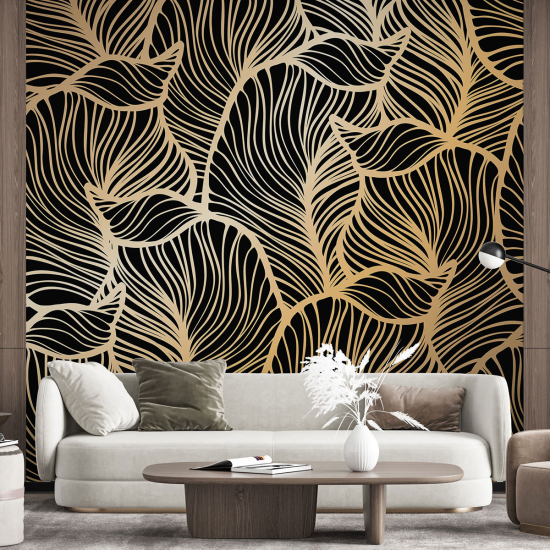 Papel pintado panorámico - Hojas doradas