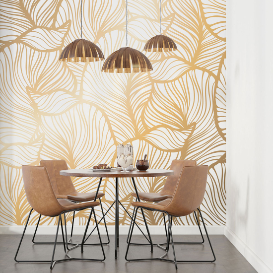 Papel pintado panorámico - Hojas doradas