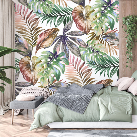 Papel pintado panorámico - Hojas tropicales