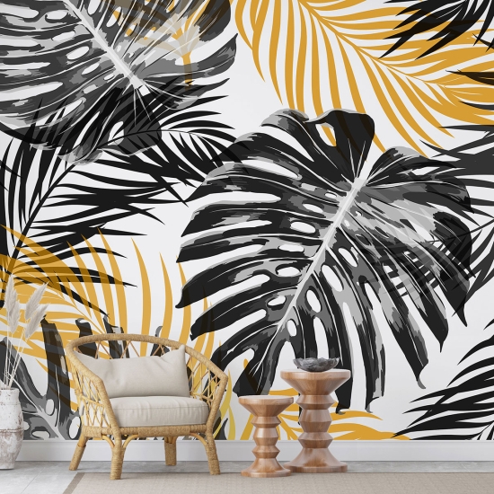Papel pintado panorámico - Hojas tropicales