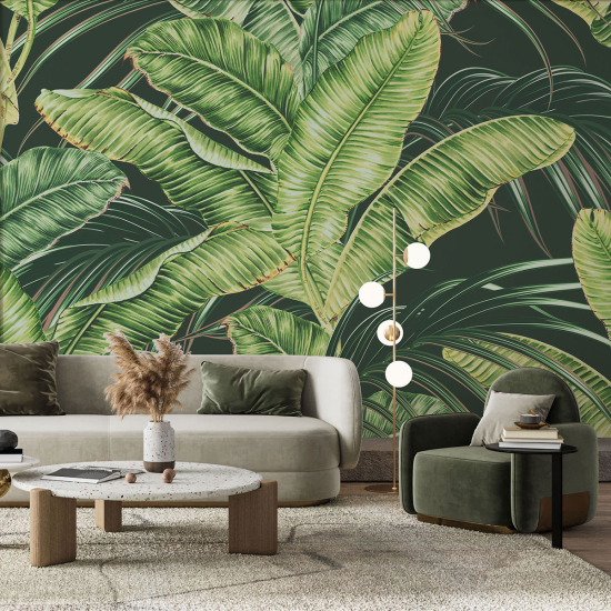 Papel pintado panorámico - Hojas tropicales