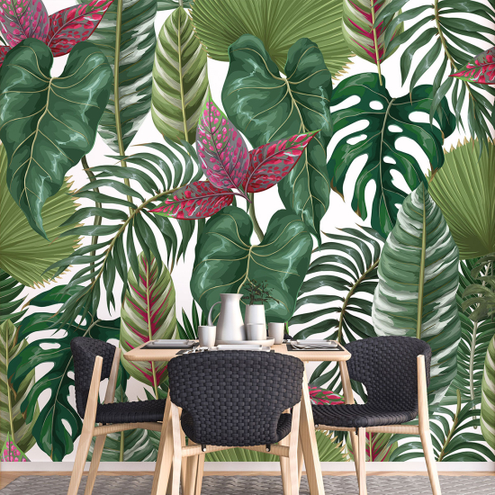 Papel pintado panorámico - Hojas tropicales