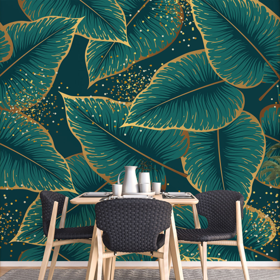 Papel pintado panorámico - Hojas tropicales