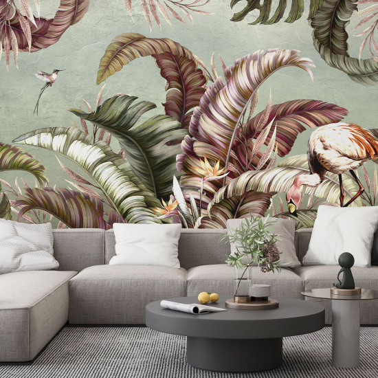 Papel pintado panorámico - Hojas tropicales