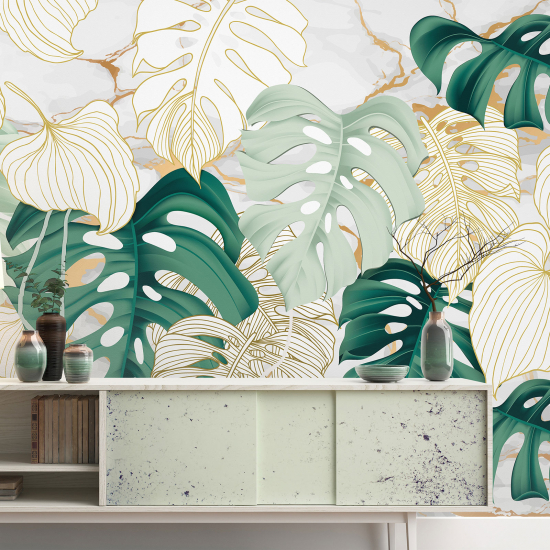 Papel pintado panorámico - Hojas tropicales
