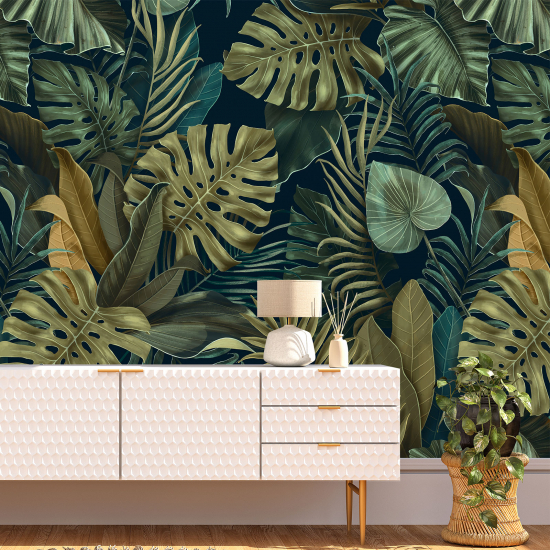 Papel pintado panorámico - Hojas tropicales
