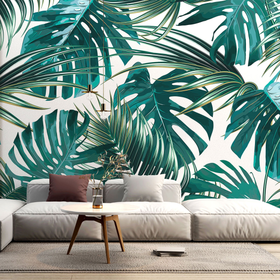 Papel pintado panorámico - Hojas tropicales