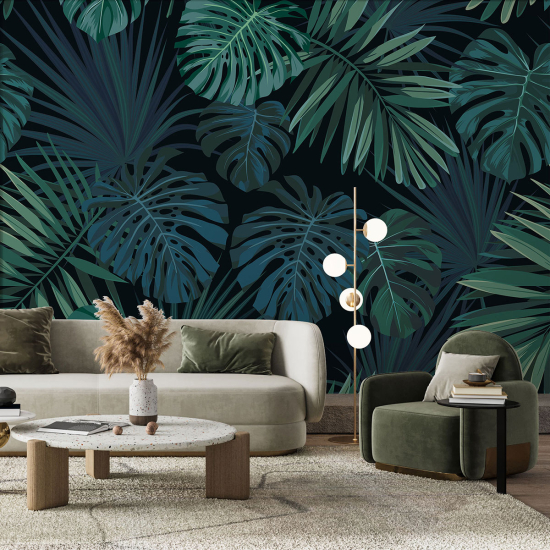 Papel pintado panorámico - Hojas tropicales