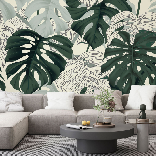Papel pintado panorámico - Hojas tropicales